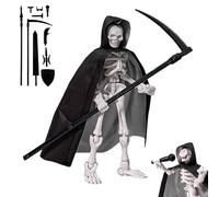 Huraoerrrr 5.1 Figure d'action du Squelette, Jouet Mobile Multi-articulé avec Cape et Armes, décoration de Bureau à Collection en Plastique T13 en Plastique