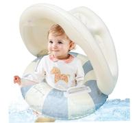 Huraoerrrr Charif de bébé avec canopée, Gonflable Soft Confortable épaississeur de nage en Toute sécurité avec Une poignée canopée détachable pour Les Filles garçons 0-4 Ans, Bleu