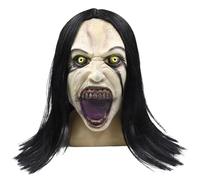 Huraoerrrr Masque d'Halloween pleure femme zombie tête complète masque de latex effrayant avec perruques pour cosplay