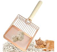 Huraoerrrr Scoop de litière 4 mm Grille et Scoop de litière Barre 8 mm, Gros Chats 5x5, 5 Pouces avec poignée en Bois, Lavage Rose Rose Chat avec Crochet pou