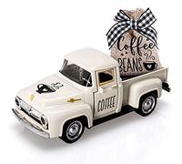 Huray Rayho Décoration de café pour café, bar, camion en métal avec grains de café, sac en toile de jute, pick-up vintage, station de café, plateau à étages, mini décorations de camion moulé sous