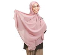 HURESON Ensemble hijab instantané 3 en 1 en mousseline de soie avec aimants intégrés et bandages sous la tête avec casquette modèle, Nouveau rose 16#, Large