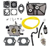 HURI Kit de Carburateur, membrane, filtre à air et joints de conduite de carburant pour tronçonneuse Stihl 028 028AV Tillotson HU-40D Remplacer 1118120 0601