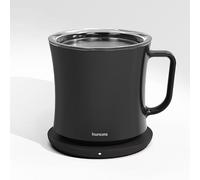 hurkins Smug, Ensemble chauffe-tasse à café jusqu'à 65 °C, tasse et couvercle PCTG, tasse auto-chauffante avec fonction de charge sans fil, bureau/maison pour bureau (grand noir)
