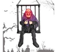 Hurlants décorations animées d"Halloween - Prisonnier de prison animé en cage,Cage de prisonnier fantomatique, décoration d"horreur d"Halloween activée par le mouvement hurlant pour adultes