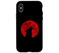 Hurler au sang Red Moon Wolf Horror Coque pour iPhone X/XS