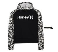 Hurley Girls' One and Only Pullover Hoodie, Black Cheetah, 5