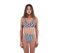 Hurley Nascar Rvsb Scoop Front Top Haut de Bikini, Black White, XS Femme