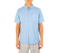 Hurley One and Only Textured Short Sleeve Button Up Chemises Homme, Blue Ox, FR : L (Taille Fabricant : L)