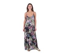 Hurley Summer Palm Ruffle Maxi Dress Robe, Noir Multi, M Femme