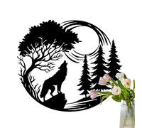 Hurling Wolf Wall Art - Silhouette animale en métal, sculpture créative, décoration artistique | Œuvres d'art pour le bureau à domicile du jardin, suspension rustique, décoration de sculpture f