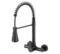 HURRAN Robinet Mural Cuisine Noir Mat | 3 Modes d'Écoulement, Pivotant 360°, Acier Inoxydable