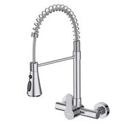 HURRAN Robinet Mural Cuisine, Robinet Cuisine avec 3 Modes d'Écoulement, Mitigeur Cuisine Pivotant 360° en Acier Inoxydable, Chrome