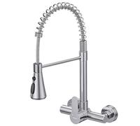 HURRAN Robinet Mural Cuisine, Robinet Cuisine avec 3 Modes d'Écoulement, Mitigeur Cuisine Pivotant 360° en Acier Inoxydable, Nickel Brossé