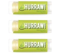 Hurraw! Baume à lèvres au citron vert, lot de 3: biologique, certifié végétalien, sans cruauté envers les animaux et sans gluten. Ingrédients 100% naturels. Sans abeilles, soja ou palme.