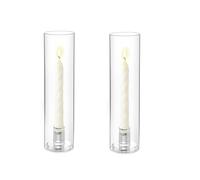 Hurricane Lot de 2 bougeoirs en verre transparent de 30 cm pour bougies coniques, centre de table, fête de mariage, décoration d'événement