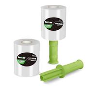 HURRICANE Lot de 2 mini rouleaux de film étirable transparent avec poignée en plastique, calibre 80, 12,7 cm 30,5 m, pour emballage, déménagement, rangement