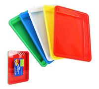 Hurricom Lot de 5 plateaux en plastique multicolores, plateau d'activité, plateau de service pour l'école, la maison, les travaux manuels,