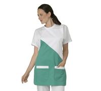 Hurry Blanc/Vert foncé Tablier sans manches femme type blouse avec patte réglage poches Taille unique