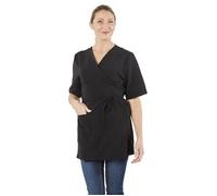 Hurry Jump Blouse esthéticienne pour femme tunique de travail style kimono 2 poches basses, noir, Taille 38-40 40/42