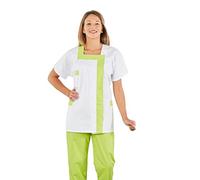 Hurry Jump Blouse Médicale Femme Idéal pour Infirmière et Aide Soignante - Col Carré, Fermeture Pression, 3 Poches - Coloris par Spécialité Blanc et Vert Lime - T3