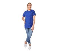 Hurry Jump Blouse médicale Femme infirmière Aide Soignante Soins Domicile 3 Poches 5 Pressions Couture 5 Files Popeline Blue bugatty T4XL