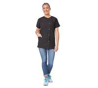 Hurry Jump Blouse médicale Femme infirmière Aide Soignante Soins Domicile 3 Poches 5 Pressions Couture 5 Files Popeline Dark - Noir T5XL