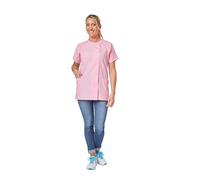 Hurry Jump Blouse médicale Femme infirmière Aide Soignante Soins Domicile 3 Poches 5 Pressions Couture 5 Files Popeline panter Pink T5XL