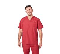 Hurry Jump Blouse médicale Homme Femme 3 Poches Fentes coté Col V infirmière Aide Soignante Soins Domicile 3 Poches Col V Couture 5 Files Popeline Burgundy TM