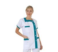 Hurry Jump Blouse Médicale - Idéal Pour Infirmières et Aides Soignantes - Col Carré, Fermeture Pression, 3 Poches, Coloris par Spécialité
