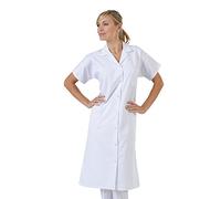 Hurry Jump Blouse Travail Femme Manches Courtes Blanche Médecine Laboratoire Ménage Professionnelle Femme de Chambre 3 Poches Col Tailleur Pressions 10-70/72