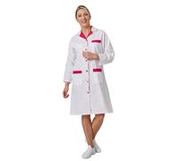 Hurry Jump Blouse Travail Femme Medical Infirmiere Creche hopital Laboratoire Industrie Blanc et Fusia T6