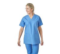Hurry Jump Blouse Vétérinaire Dentisite Infirmière 15 Coloris aux Choix Blouse médicale Col V 3 Poches Popeline Blue Majo 804 T00-34