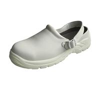 Hurry Jump - Chaussure Cuisine Femme Homme, Sabot Medical Femme Unisex, Semelle Antidérapante, Résistante aux Perforations, Coque de Protection en Acier, Certifié en 20345, Blanc, 37
