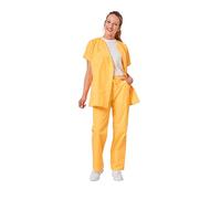 Hurry Jump Ensemble Uniforme Medical Femme :Uniforme santé proprete Clinique hopital Blouse Medical + Pantalon Infirmière Aide Soignante Vétérinaire Dentiste Yellow T3XL