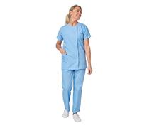 Hurry Jump Ensemble Uniforme Medical Femme :Uniforme santé proprete Clinique hopital Blouse Medical + Pantalon Infirmière Aide Soignante Vétérinaire Dentiste Blue Sky TXL