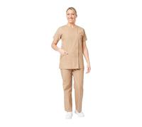 Hurry Jump Ensemble Uniforme Medical Femme :Uniforme santé proprete Clinique hopital Blouse Medical + Pantalon Infirmière Aide Soignante Vétérinaire Dentiste Brown TL