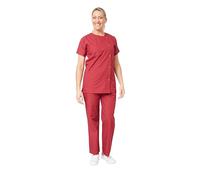 Hurry Jump Ensemble Uniforme Medical Femme :Uniforme santé proprete Clinique hopital Blouse Medical + Pantalon Infirmière Aide Soignante Vétérinaire Dentiste Burgundy T3XL
