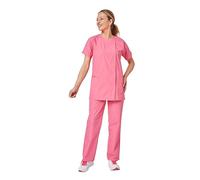 Hurry Jump Ensemble Uniforme Medical Femme :Uniforme santé proprete Clinique hopital Blouse Medical + Pantalon Infirmière Aide Soignante Vétérinaire Dentiste Strawberry T3XL