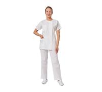 Hurry Jump Ensemble Uniforme Medical Femme :Uniforme santé proprete Clinique hopital Blouse Medical + Pantalon Infirmière Aide Soignante Vétérinaire Dentiste White TM