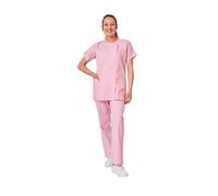 Hurry Jump Ensemble Uniforme Medical Femme :Uniforme santé proprete Clinique hopital Blouse Medical + Pantalon Infirmière Aide Soignante Vétérinaire Dentiste panter Pink TXS