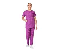 Hurry Jump Ensemble Uniforme Medical Femme :Uniforme santé proprete Clinique hopital Blouse Medical + Pantalon Infirmière Aide Soignante Vétérinaire Dentiste Dark purpule T3XL