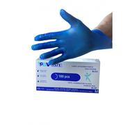 Hurry Jump Gant Vinyle Médical Jetable Bleu - Contact Alimentaire, Cuisine, CE - Non Poudré, Sans Talc et Latex - Boite de 100 - Taille L
