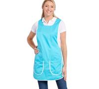 Hurry Jump Tablier chasuble Tablier de travail Femme Tablier nettoyage uniforme de travail sante hotellerie TURQUOISE Liseré Blanc