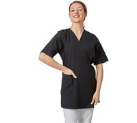 Hurry Jump Tunique de Travail Forme Kimono Polyester Noir Noir Idéale Blouse esthéticienne Tunique Spa Kimono Serge Noir T4-48/50