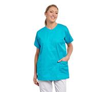 Hurry Jump Tunique de Travail Medical Soins Domicile Col Rond 3 Poches Tissu Turquoise Pressions Non calotées T6