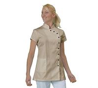 Hurry Jump Tunique de Travail pour esthéticienne Type Blouse esthéticienne Tissu Infroissable Made in France Bison Beige T34