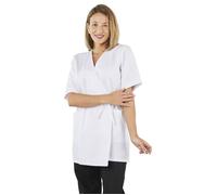 Hurry Jump Tunique esthéticienne pour femme blouse de travail style kimono 2 poches basses, blanc, Taille 36 38/40
