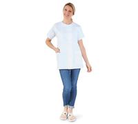 Hurry Jump Tunique médicale blouse de travail femme col rond manches courtes 3 poches sergé blanc Taille 36 56/58