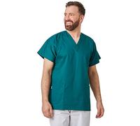 Hurry Jump Tunique médicale Col V - Coupe Confortable avec Manches Kimo idéale Infirmière Aide Soignante Vétérinaire -3 Poches - Coloris Serge Vert Fonce T00